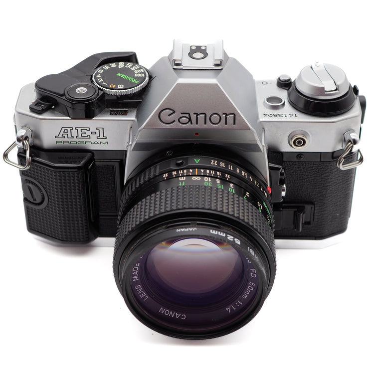 Canon AE-1 Program 35mm SLR Camera Set (Canon New FD 50mm f/1.4 Lens)