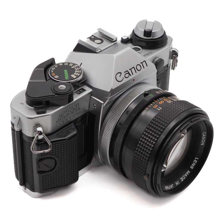 Canon AE-1 Program 35mm SLR Camera Set (Canon FD 50mm f/1.4 Lens)
