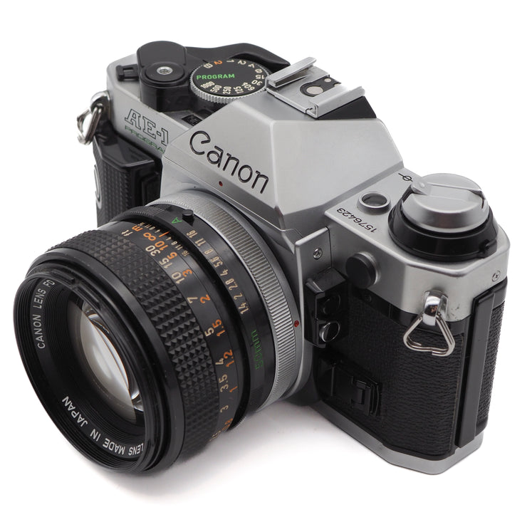 Canon AE-1 Program 35mm SLR Camera Set (Canon FD 50mm f/1.4 Lens)