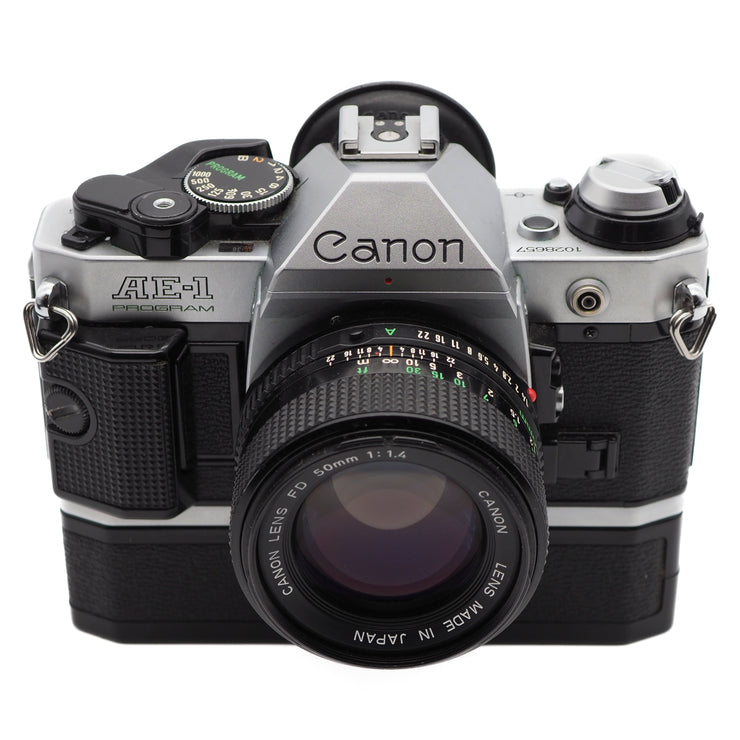 Canon AE-1 Program 35mm SLR Camera Set (Canon New FD 50mm f/1.4 Lens)