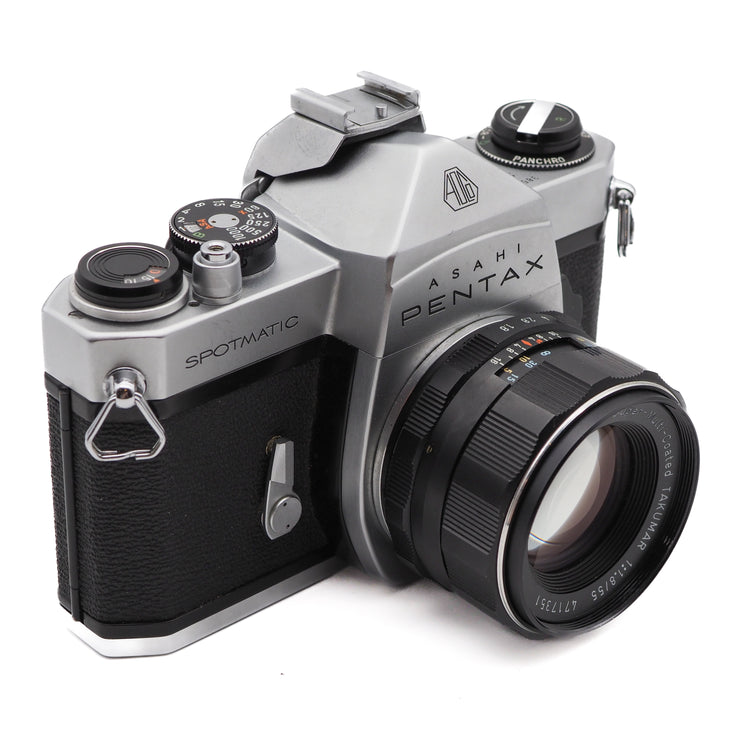 Asahi Pentax Spotmatic SP 35mm SLR Camera Set (Super-Multi-Coated Takumar 55mm f/1.8 Lens)