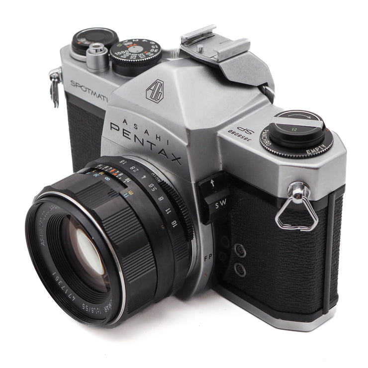 Asahi Pentax Spotmatic SP 35mm SLR Camera Set (Super-Multi-Coated Takumar 55mm f/1.8 Lens)